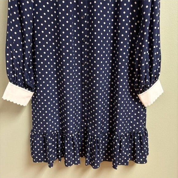Tory Burch Cora Dress Classic Dot Size 14 Silk Scalloped Kate Middleton Style - Picture 3 of 12
